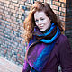 Бирюзово-фиолетовый нуно-войлочный шарф "Ночное сияние", Шарфы, Москва,  Фото №1