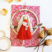 Для дома и интерьера handmade. Livemaster - original item Macrame doll. Angel in the ring Red dress. Handmade.