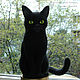 Кот Тайсон, портретная копия, чёрный котик валяный из шерсти / Cat, Войлочная игрушка, Сочи,  Фото №1