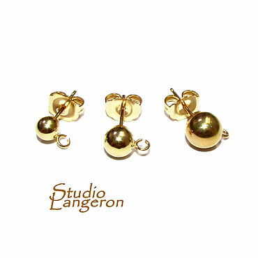 Материалы для творчества ручной работы. Ярмарка Мастеров - ручная работа Швензы - пуссеты золотые. Фурнитура золото 585. Handmade.