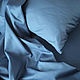 Синее постельное белье из однотонного сатина люкс (евро размер), Комплекты постельного белья, Белгород,  Фото №1