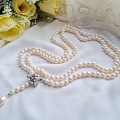 Работы для детей, handmade. Livemaster - original item 113 cm. White pearl beads with rose.. Handmade.