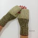  Mittens with a scythe green alpaca. Mitts. Lace knitting workshop. Lidiya.. My Livemaster. Фото №5