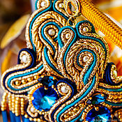 Украшения handmade. Livemaster - original item Earrings Mystery. Gold, blue, emerald. Long earrings. Handmade.