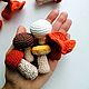 Small Mushrooms Knitted Food Game Set Chanterelle Aspen Boletus, Doll food, Kemerovo,  Фото №1