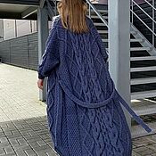 Одежда handmade. Livemaster - original item cardigans: A long knitted oversize cardigan with a belt to order. Handmade.