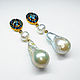 Earrings 'Bella' with Baroque pearls and Topaz, Earrings, Novaya Usman,  Фото №1