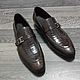 Monki men's crocodile leather, dark brown custom!. Loafers. SHOES&BAGS. Online shopping on My Livemaster.  Фото №2