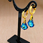 Украшения handmade. Livemaster - original item Classic earrings with Swarovski crystals Bermuda Blue. Handmade.