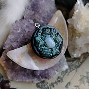 Фен-шуй и эзотерика handmade. Livemaster - original item Amulet Stream medallion made of wood with moonstone and aquamarine. Handmade.