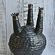 Черная ваза для интерьера, абстрактная ваза с тремя горлышками. Вазы. LekaCeramics. Керамика ручной работы. Ярмарка Мастеров.  Фото №5