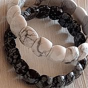 Украшения handmade. Livemaster - original item Bracelet Male Female Natural stones Kaholong, Snow Obsidian. Handmade.