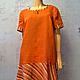 Dress linen orange in combination with cotton striped. Dresses. NicoLeTTe. My Livemaster. Фото №4
