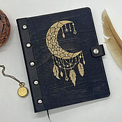 Канцелярские товары handmade. Livemaster - original item Wooden notebook with engraving and rhinestones 