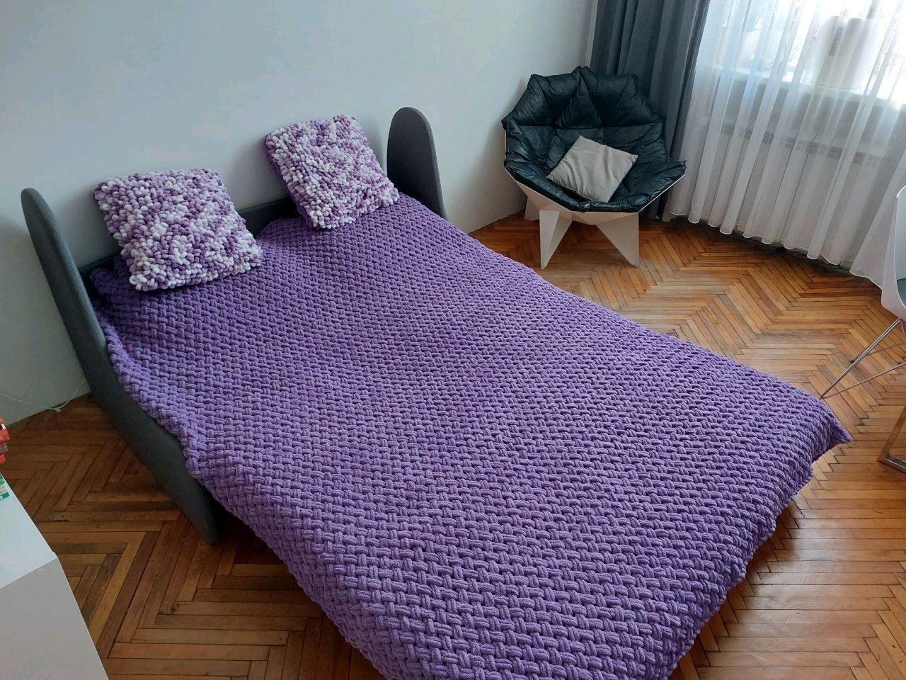 Вязаное покрывало из Alize Puffy в интернет-магазине Ярмарка Мастеров ...