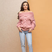 Одежда handmade. Livemaster - original item Pink sweater with slumped shoulders. Handmade.