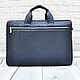 Classic bag made of genuine ostrich leather, in dark blue color!, Classic Bag, St. Petersburg,  Фото №1