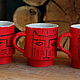Red mugs with severe Cats. Mugs and cups. bez-borodov. My Livemaster. Фото №4