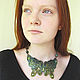 Bib necklace 'emerald butterfly' made of polymer clay. Necklace. Bionika - Polymer Clay Jewelry (Bionika). My Livemaster. Фото №6