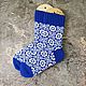 Socks knitted jacquard socks, made of wool mixture, floral jacquard, Socks, Ozersk,  Фото №1