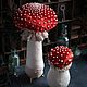 Textile mushrooms 'fly Agaric' embroidered with pearls, Stuffed Toys, Moscow,  Фото №1