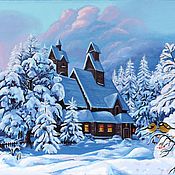 Картины и панно handmade. Livemaster - original item Pictures: Winter house. Handmade.