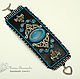 A Gothic bracelet of leather and beaded with blue agate black, Bead bracelet, Novosibirsk,  Фото №1