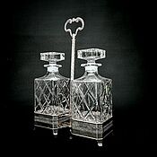 Посуда handmade. Livemaster - original item Decanters: Paired decanters for whiskey on a silver stand. Handmade.