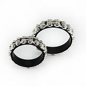 Украшения handmade. Livemaster - original item Biker rings-Moto chain, black titanium and silver. Handmade.