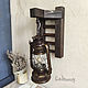 Sconce kerosene lamp electric on a wooden base rustic. Sconce. Elena. Online shopping on My Livemaster.  Фото №2