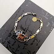 Украшения handmade. Livemaster - original item Bicolor chain bracelet with agate geode black-white-brown. Handmade.