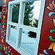 Зеркало окно в деревянной раме с ручной росписью. Красное фальш окно. Зеркала. Яна Артишок 'Декор для дома'. Ярмарка Мастеров.  Фото №4