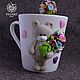 Bear mug with a bouquet, Mugs and cups, Lipetsk,  Фото №1