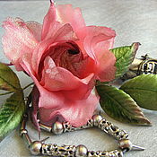 Украшения handmade. Livemaster - original item Grosgrain rose brooch silk 