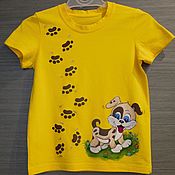Одежда детская handmade. Livemaster - original item T-shirt with hand-painted Puppy. Handmade.