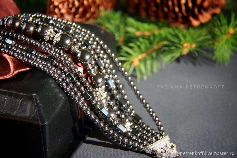 Браслет натуральный гематит, серебро, фианиты купить в интернет-магазине Ярмарка Мастеров по цене 6800 ₽ – HK35TRU, Браслет из бусин, Москва - доставка по России