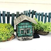 Little Blue Fairy house (mini garden decor made of polymer clay)