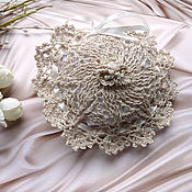 Для дома и интерьера handmade. Livemaster - original item Copy of Knitted doily 33 cm white linen (ivory) interior for serving. Handmade.