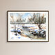 Watercolor painting ' River. Spring day. '. Pictures. Senchilova Evgenia. My Livemaster. Фото №4