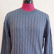 Одежда handmade. Livemaster - original item Blue cotton Aran jumper. Handmade.