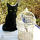Cat Tyson, portrait copy, black cat felted wool / Cat. Felted Toy. Woolen Zoo. My Livemaster. Фото №5