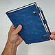 Синий ежедневник из натуральной кожи с эффектом Пулл-ап. Ежедневники. Shiva Leather - изделия из кожи. Интернет-магазин Ярмарка Мастеров.  Фото №2
