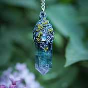 Украшения handmade. Livemaster - original item Forest magic pendant with fluorite crystal and moonstone. Handmade.