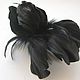 Leather flowers. Decoration brooch hairpin IRIS GOTHIC.,black flower. Brooches. Irina Vladi. Online shopping on My Livemaster.  Фото №2