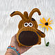 Рыжая мягкая игрушка щенок вязаная спицами. Мягкие игрушки. Galka-toys. Ярмарка Мастеров.  Фото №5
