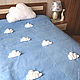 Подарок подруге  -  мягкая подушка Облако и голубой плед с облаками. Пледы. Лариса (EnigmaStyle). Ярмарка Мастеров.  Фото №5