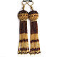 Amber-brown beaded tassel earrings, Tassel earrings, Kireevsk,  Фото №1