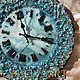 Часы настенные бирюзовые из натуральных камней И Swarovski. Часы классические. Картины и настенные часы BelleАrti (bellearti). Ярмарка Мастеров.  Фото №6