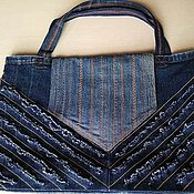 Сумки и аксессуары handmade. Livemaster - original item Denim bag double-sided in Boho style with felt flower brooch. Handmade.