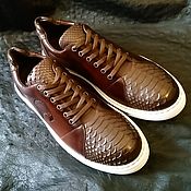 Обувь ручной работы handmade. Livemaster - original item Sneakers made of genuine python leather of dark brown color, and cattle.. Handmade.